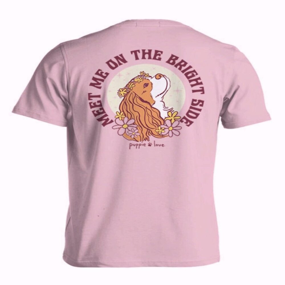 Puppie Love Dog Meet Me On The Bright Side Pup Short Sleeve T-Shirt  NEW